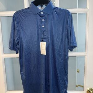 Collars and Co Mens Small Relaxed Geometric Print Performance Polo Shirt NEW